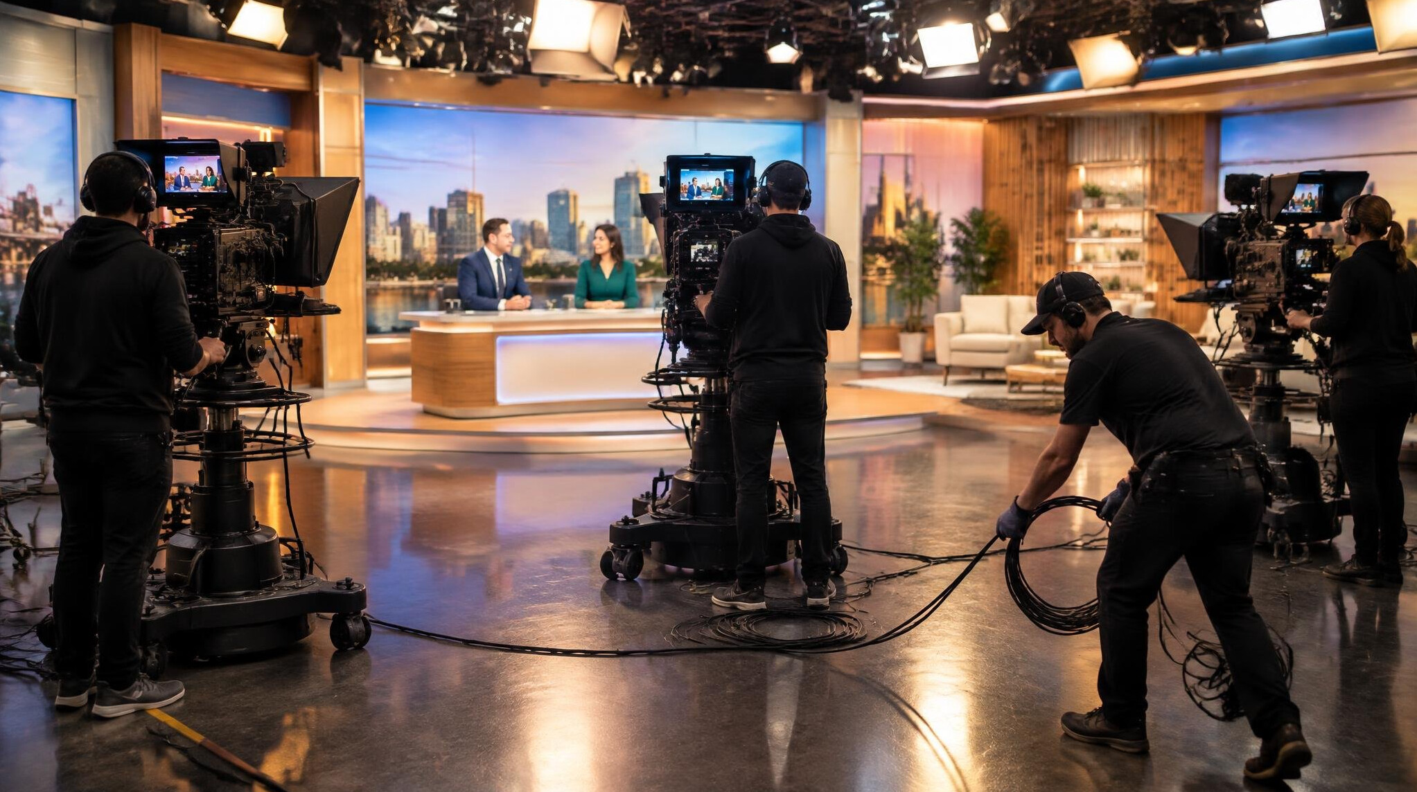 Multi-camera live studio production in progress
